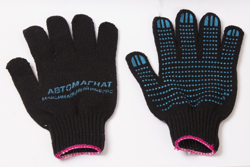 Фото Перчатки  х/б 7 нитка кл.7,5 (цвет Черный) (рисунок Точка)  "АВТОМАГНАТ" (200)