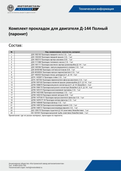 рем д-144 паронит